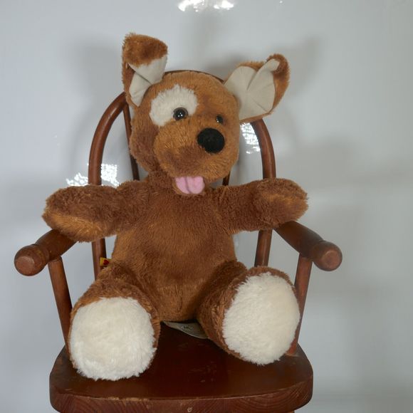 BUILD A BEAR Brown Puppy Dog Floppy Ears Eye Patch Stuffed Animal Plush - Picture 4 of 10